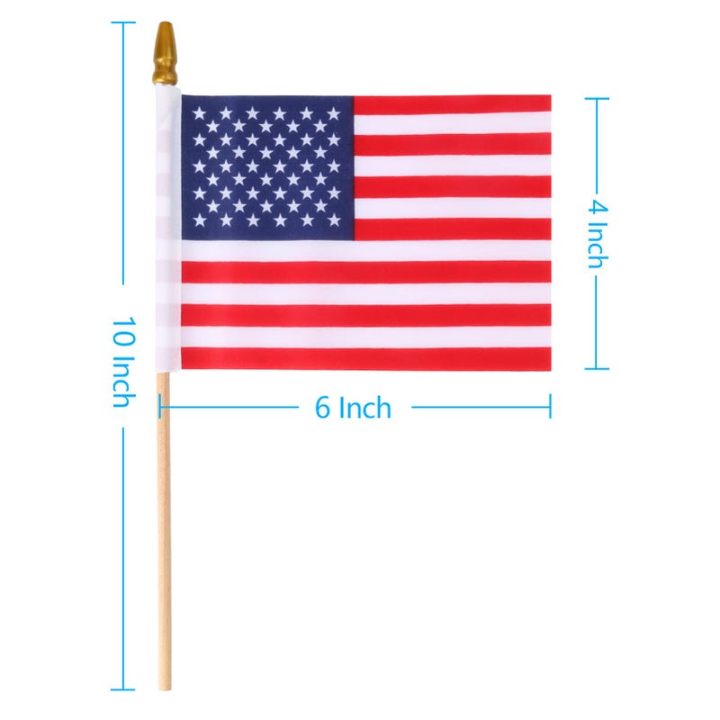 HOOSUN Small American Flags on Stick,50 Pcs Small American Flags for Outside,Patriotic Decorations 4''x6'' USA Flag,Mini US Flag With Wooden Stick for Yard Party,Patriotic Presidents Day Decorations - Image 5